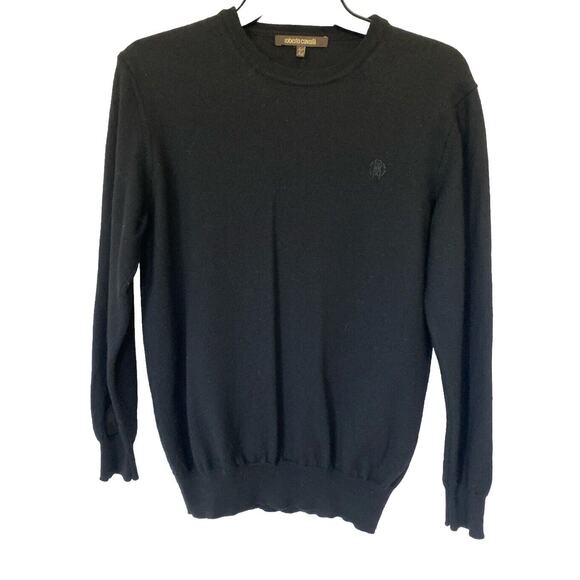 Roberto Cavalli Wool Sweater Men Black Pullover Crewneck...